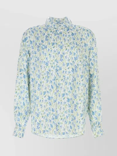 Loewe Floral Long Sleeve Satin Blouse In Multi