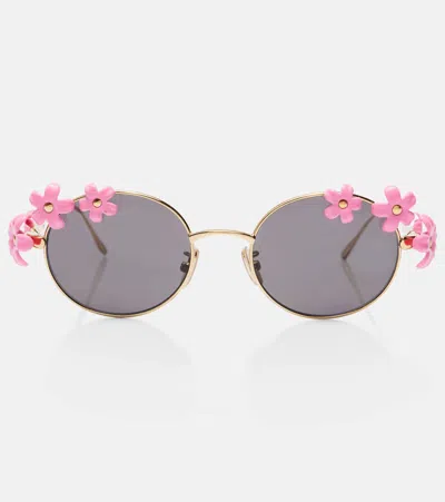 Loewe Floral Oval Sunglasses In Grey