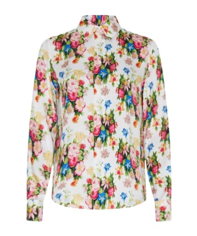 Loewe Flower Print Shirt In Multicolor Soft Pink