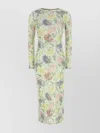 Loewe Women Morning Glory Print Cotton And Silk Multicolor Dress