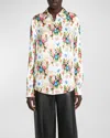 Loewe Flower Print Shirt In Mul Sof Pi