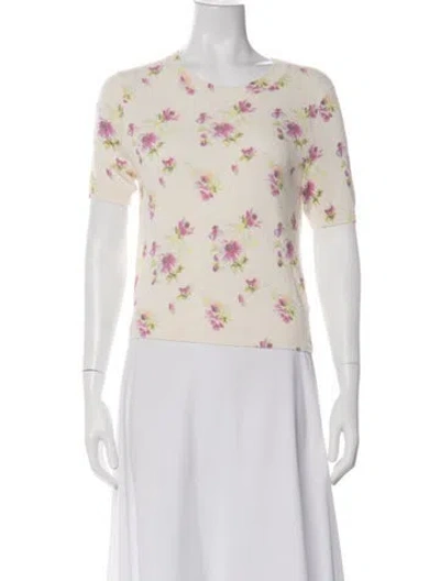 Pre-owned Loewe Floral Print Crew Neck Sweater In Neutral