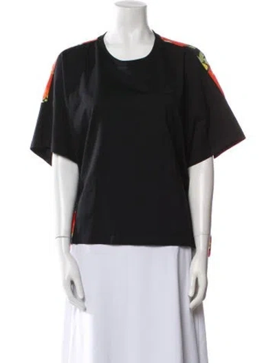 Pre-owned Loewe Floral Print Crew Neck T-shirt In Black