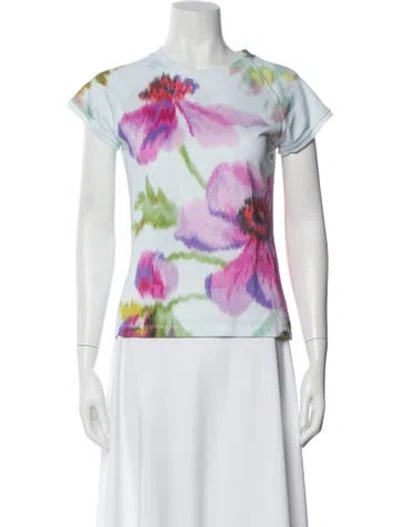 Pre-owned Loewe Floral Print Crew Neck T-shirt In Blue