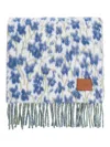 Loewe Floral-print Fringed Scarf In Blue