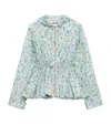 Loewe Floral Ruched Peplum Hooded Jacket In Blue