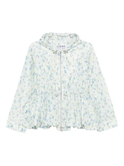 Loewe Floral-print Hoodie In Green