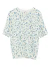Loewe Cotton-blend Floral Print Short Sleeve Sweater In Multi