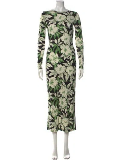 Pre-owned Loewe Floral Print Long Dress In Green