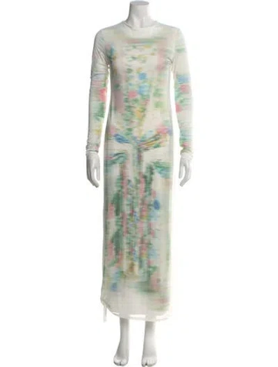 Pre-owned Loewe Floral Print Long Dress W/ Tags In White