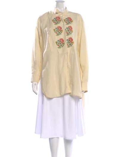 Pre-owned Loewe Floral Print Long Sleeve Blouse In Neutral