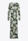 Loewe Floral Print Tube Dress In Green