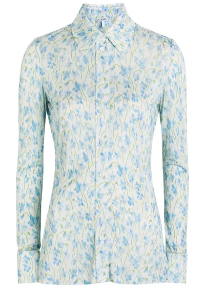 Loewe Floral-print Mesh Shirt In Multi