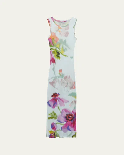 Loewe Floral Print Mesh Sleeveless Ankle Dress