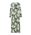 Loewe Midi Floral Patterned Dress With Long Sleeves In Green