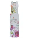 Loewe Ribbed Floral-print Silk And Cotton-blend Jersey Midi Dress In White