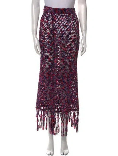 Pre-owned Loewe Floral Print Midi Length Skirt In Purple