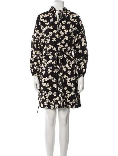 Pre-owned Loewe Floral Print Mini Dress In Black