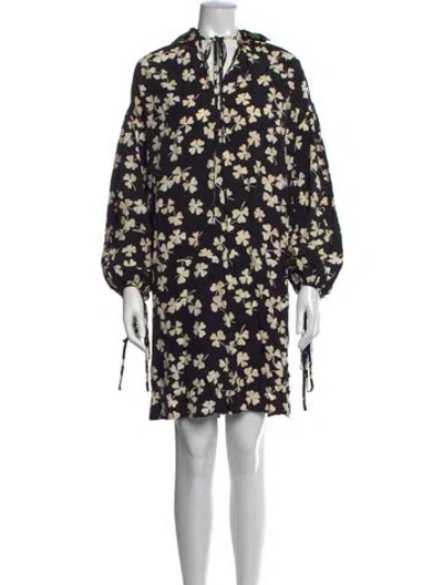 Pre-owned Loewe Floral Print Mini Dress In Black
