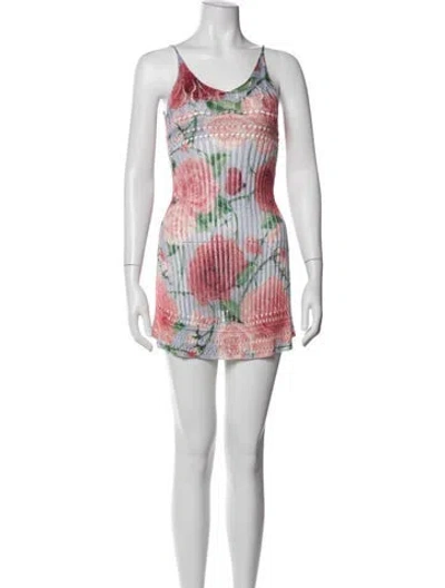 Pre-owned Loewe Floral Print Mini Dress In Pink