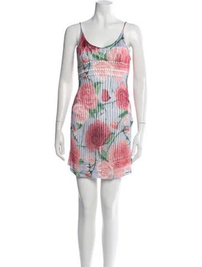Pre-owned Loewe Floral Print Mini Dress W/ Tags In Red