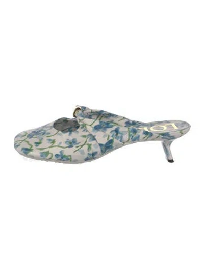 Pre-owned Loewe Floral Print Mules In Blue