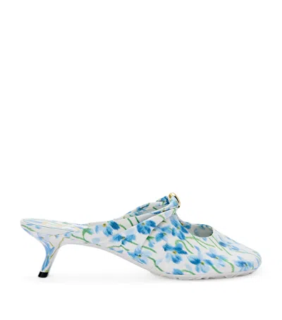 Loewe Floral Print Pebble Mules 45 In White