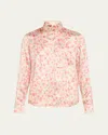 Loewe Floral Print Satin Button-down Overshirt In Multi