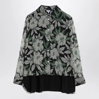 Loewe Floral Print Shirt In Silk Women In Multicolor