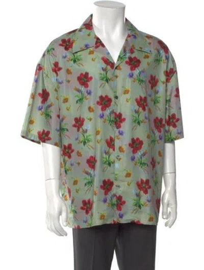 Pre-owned Loewe Floral Print Short Sleeve Shirt In Green