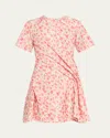 Loewe Floral-print Short-sleeve Twisted Mini Dress