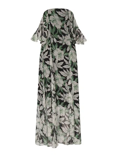 Loewe Floral Print Silk Dress In Multi