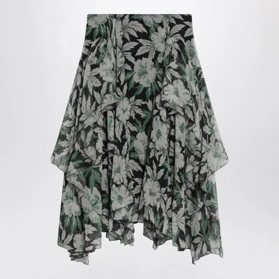 Loewe Floral Print Skirt In Silk Women In Multicolor