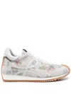 Loewe Flow Runner Floral Brushed Suede Sneakers In Neutrals