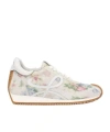 Loewe Flow Runner Floral Brushed Suede Sneakers In White
