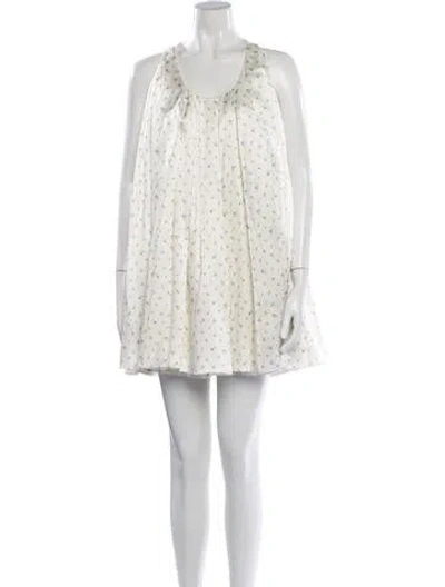 Pre-owned Loewe Floral Print Trapeze Mini Dress In Neutrals
