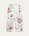 Loewe White Jeans With Floral Digital Print In Neutral