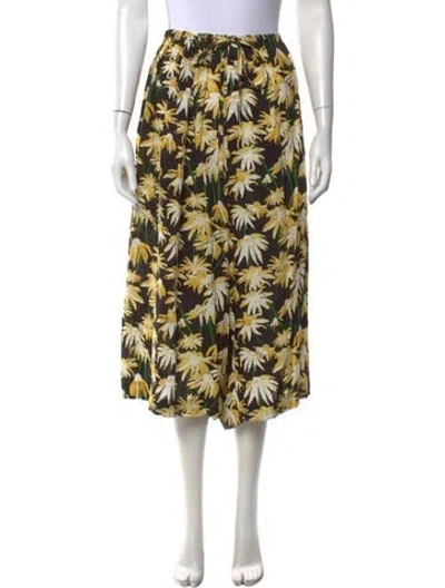 Pre-owned Loewe Floral Print Wide Leg Pants In Black
