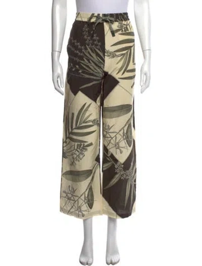 Pre-owned Loewe Floral Print Wide Leg Pants In Neutrals