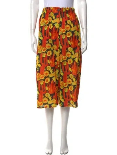 Pre-owned Loewe Floral Print Wide Leg Pants In Orange
