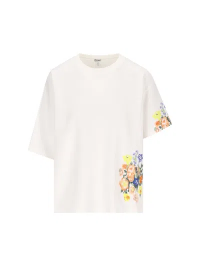 Loewe Embroidered Draped T-shirt In Cotton Blend In White