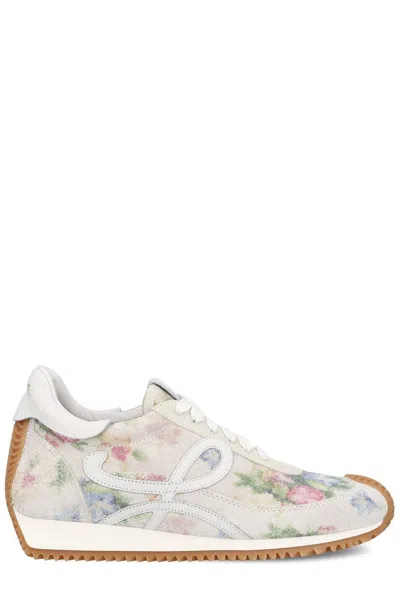 Loewe Flow Runner Floral Brushed Suede Sneakers In Multi