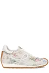 Loewe Flow Runner Floral Brushed Suede Sneakers In White Pink Multicolor