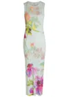 Loewe Floral Ribbed Silk-blend Midi Dress In Multi