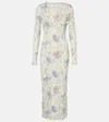 Loewe Women Morning Glory Print Cotton And Silk Multicolor Dress In Multicolor