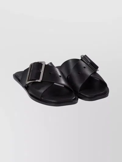 Loewe Floral Strap Flat Sandals In Black