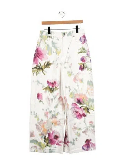 Pre-owned Loewe Floral Wide Leg Jeans W/ Tags In White