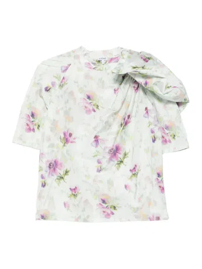 Loewe Floral-print Draped Blouse In White