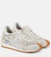 Loewe Flow Runner Floral Brushed Suede Sneakers In White