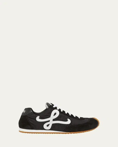 Loewe Women Black Canvas And Suede Ballet Runner 2.0 Sneakers